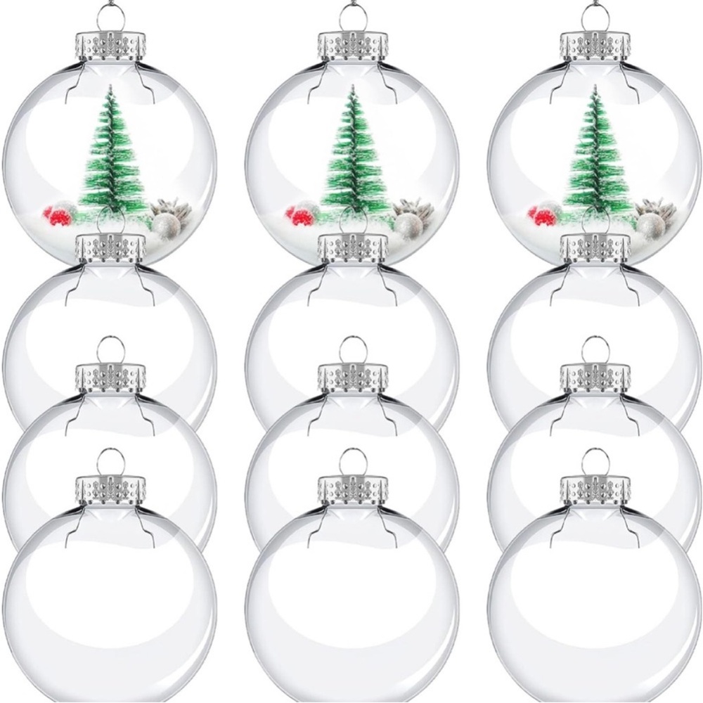 12 Large Clear Glass Ball Fillable Holiday Ornaments - DIY Crafting